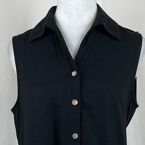 For Cynthia Black Linen Blend Asymmetrical Artsy Boho Midi Dress NWT Size S - Picture 3 of 12